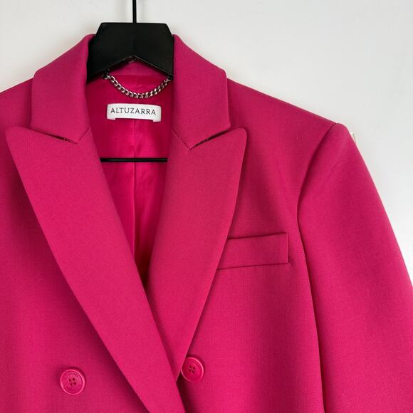 Altuzarra Italy Wool Blend Double Breasted Blazer Pant Suit Set Pink - Size 8 38 - Picture 3 of 12